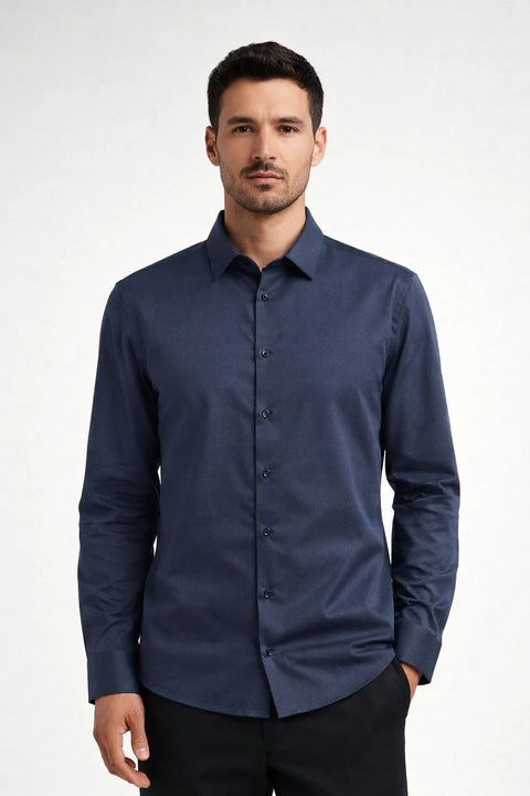 Celio Men's Navy Solid Regular Fit Cotton Shirt | Celio In Lebanon