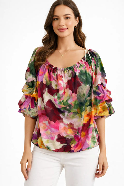 Vince Camuto Women's Antiq White Floral-Print Off-The-Shoulder Top Blouse | Vince Camuto  in Lebanon