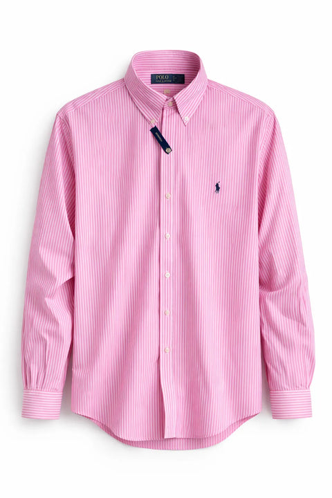 Polo Ralph Lauren Men's White & Pink Classic Fit Striped Oxford Shirt | Polo Ralph Lauren In Lebanon