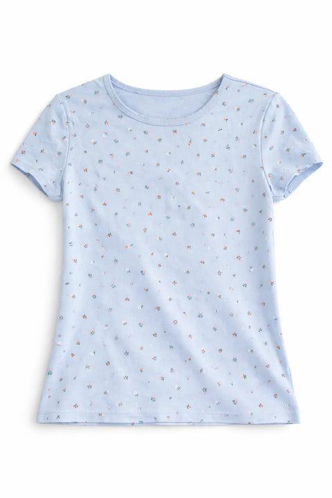 Cat & Jack Girl's Light Blue Floral Short Sleeve Fitted Ribbed T-Shirt | Cat & Jack In Lebanon