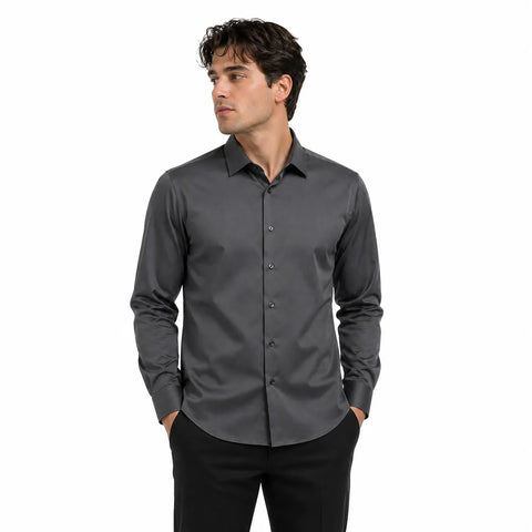 Calvin Klein Men Charcoal Black Slim Fit Dress Shirt | Calvin Klein in Lebanon