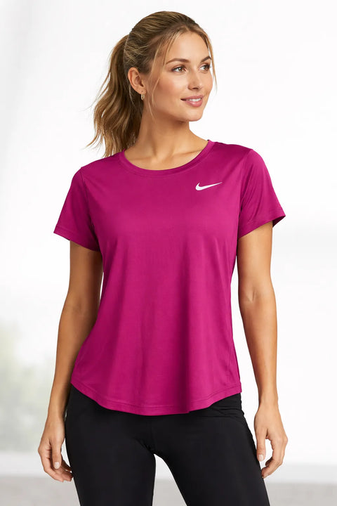 Nike Women's Purple Plus Size Active Dri-FIT Short-Sleeve Logo T-Shirt | Nike In Lebanon
