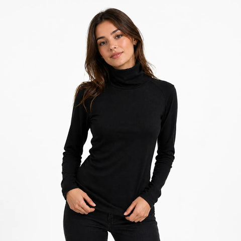 Sanctuary Women Black Ribbed Turtleneck Long-Sleeve Blouse | Sanctuary in Lebanon