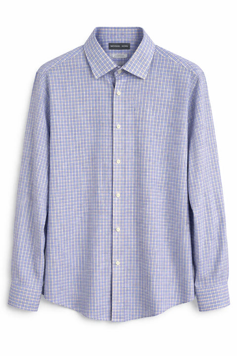 Michael Kors Men's Orange Multi Airsoft Stretch Regular Fit Dress Shirt | Michael Kors In Lebanon