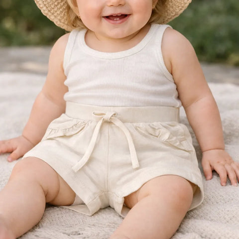 Ativo Baby Girl's Basic White Cotton Shorts | Ativo In Lebanon