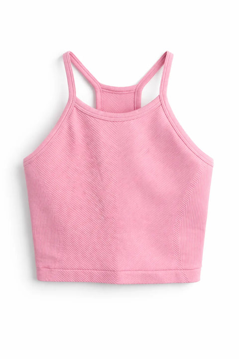 All In Motion Girl's Pink Seamless Racerback Ribbed Crop Tank Top | All In Motion In Lebanon