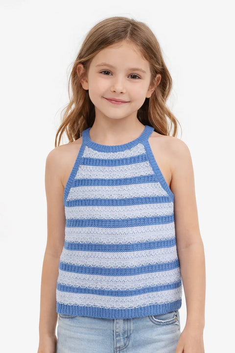 Art Class Girl's Blue Striped Knitted Sleeveless Blouse |Art Class In Lebanon