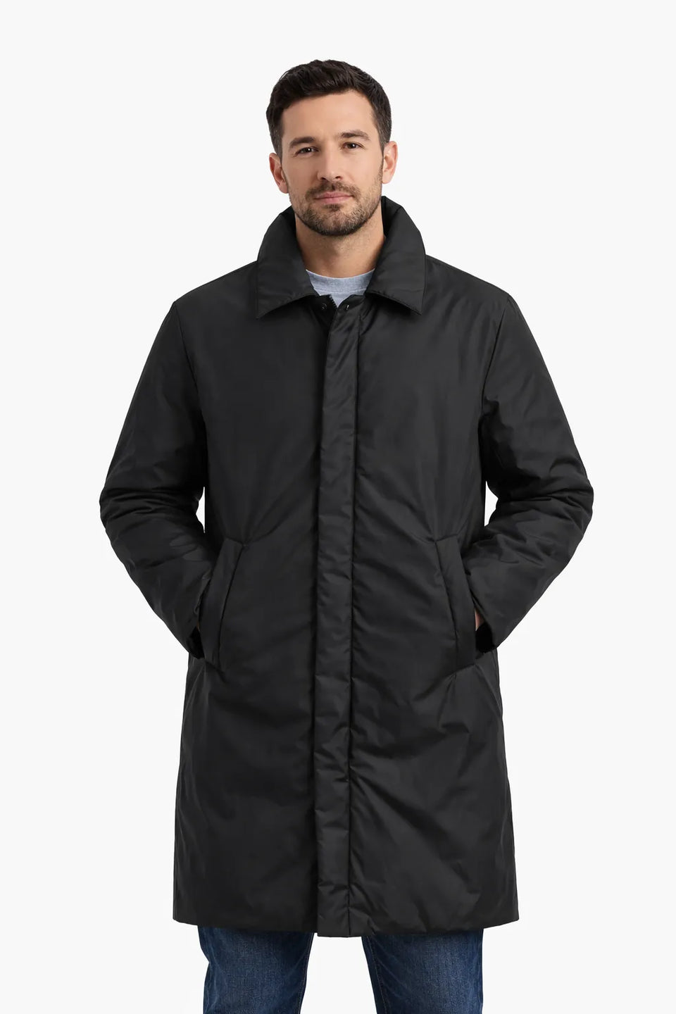 Celio Men's Black Waterproof Long Puffer Jacket|Celio In Lebanon