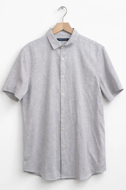Perry Ellis Portfolio Men's Lavender Fog Geo-Print Short Sleeve Shirt | Perry Ellis Portfolio In Lebanon