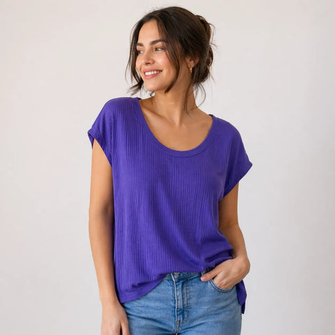 Felina Women's Purple Soft Muscle T-Shirt | Felina In Lebanon