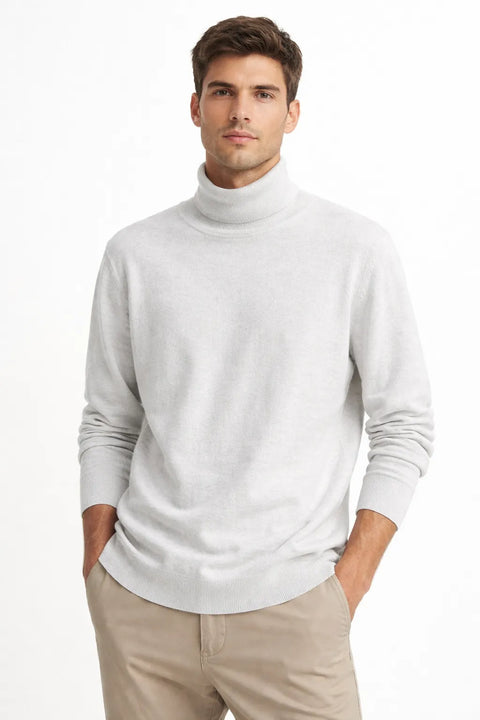Celio Men's Light Gray Cashmere Turtleneck Sweater|Celio In Lebanon