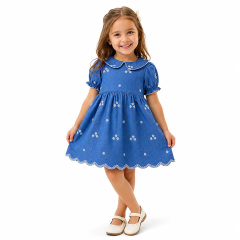 Cat & Jack Girls' Blue Floral Embroidered Woven Dress  | Cat & Jack in Lebanon
