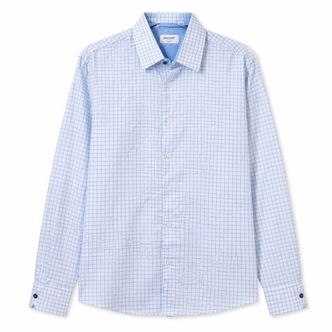 Duchamp Men's Blue Slim Fit Checked Long Sleeve Shirt|Duchamp In Lebanon