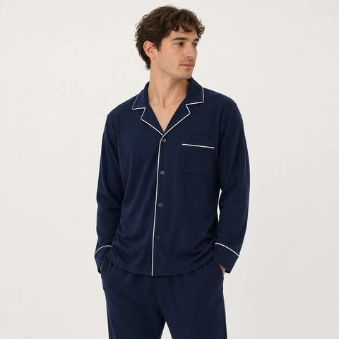 Petite Plume Men's Navy Long Sleeve Pajama Top | Petite Plume in Lebanon
