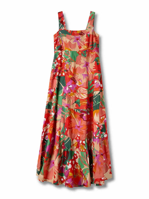 Colorful floral dress on a white background