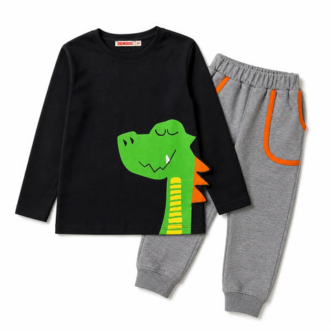 Deno Kids Boy's Black & Grey Printed Pajama Set 2 Pieces | Deno Kids In Lebanon