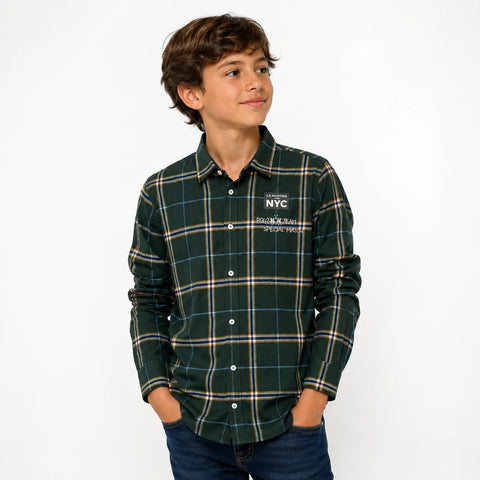 La Martina Boy's Dark Green Long Sleeve Shirt | La Martina In Lebanon