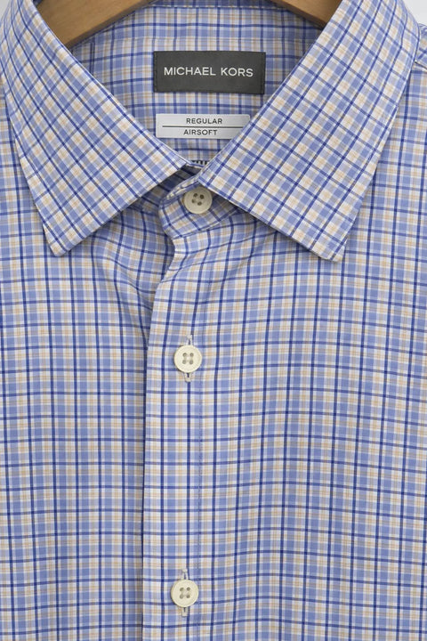 Michael Kors Men's Orange Multi Airsoft Stretch Regular Fit Dress Shirt | Michael Kors In Lebanon