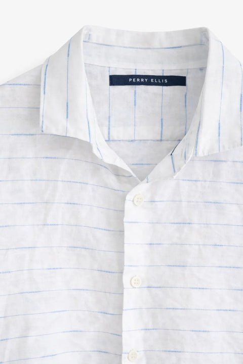 Perry Ellis Men's White Striped Long-Sleeve Button-Front Shirt | Perry Ellis In Lebanon
