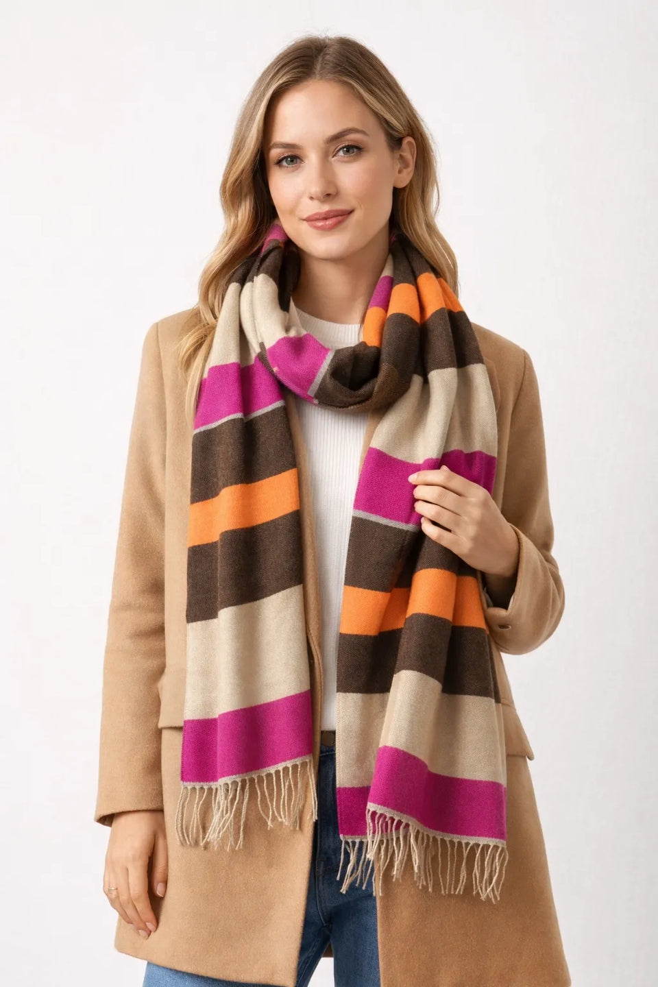 Fraas Women's MulticolorCashmink Strips Scarf| Fraas in Lebanon