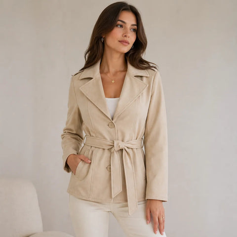Helena Vera Women's Beige Suede Jacket|Helena Vera In Lebanon