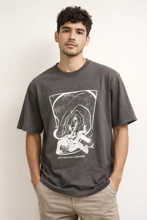 Mode of One Men's Grey With Graphic Printed  T-Shirt |Mode of One in Lebanon