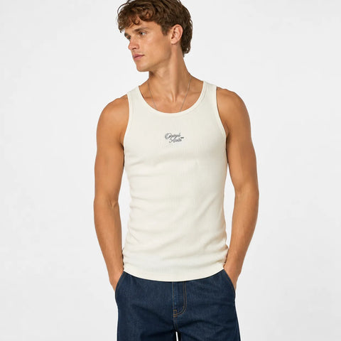 Jack & Jones Men's Off White Ribbed Tank Top | Jack & Jones In Lebanon