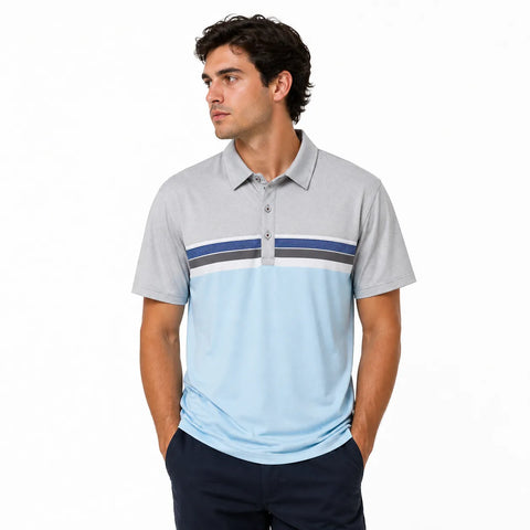 Flag & Anthem Men's White Multi Madeflex Performance Chest Stripe Polo Shirt | Flag & Anthem In Lebanon