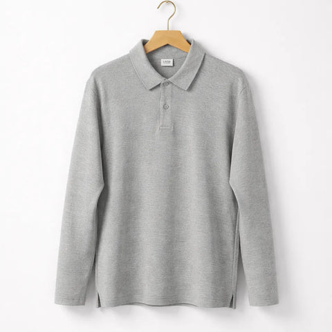 Celio Men's Light Gray Long Sleeve Polo Blouse | Celio In Lebanon