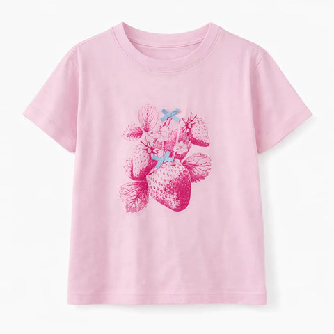 Cat & Jack Girl's Pink Short Sleeve Knit Oversized 'Strawberries' Graphic T-Shirt| Cat & Jack in Lebanon