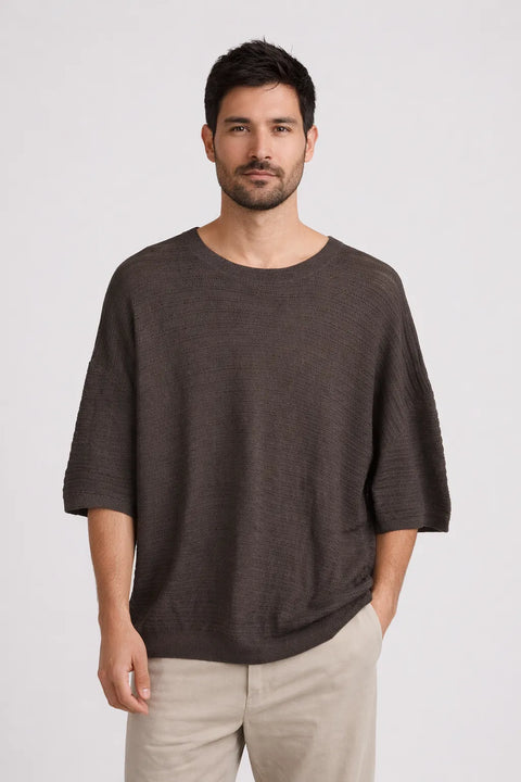 Celio Men's Dark Grey Crew Neck T-Shirt | Celio In Lebanon
