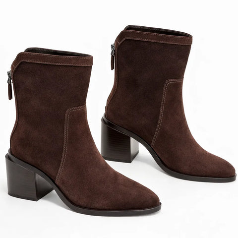 Vince Camuto Women's Dark Brown Water-Repellent Suede Mid-Shaft Boots | Vince Camuto In Lebanon