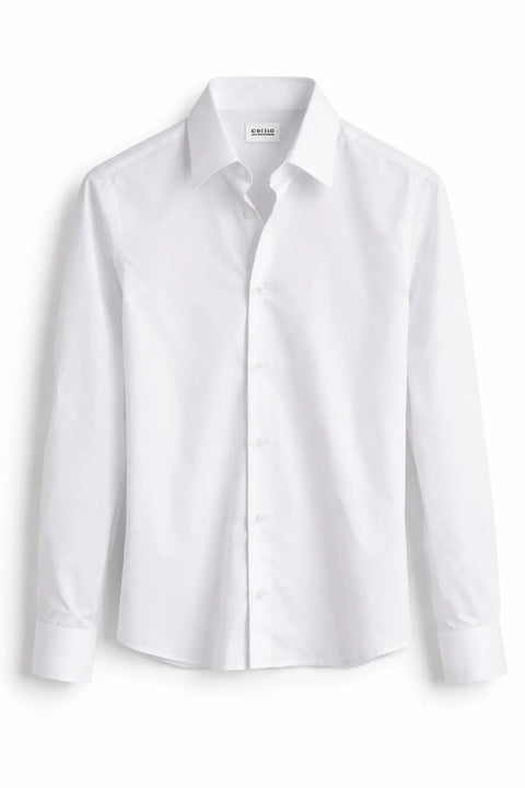 Celio Boy's White  Solid Regular Fit Cotton Shirt | Celio in Lebanon