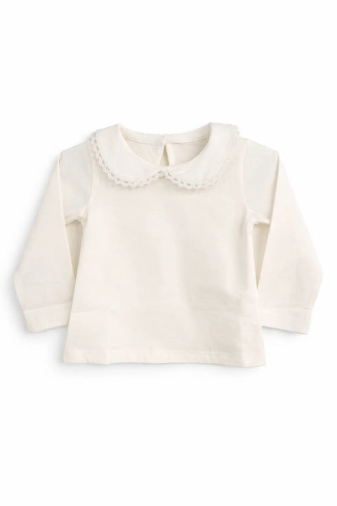 Ativo Baby Girl's White Long Sleeve Cotton Blouse | Ativo In Lebanon