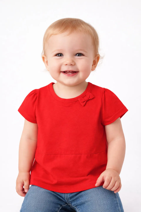 Ativo Baby Girl's Red Short Sleeve Essential T-Shirt | Ativo In Lebanon