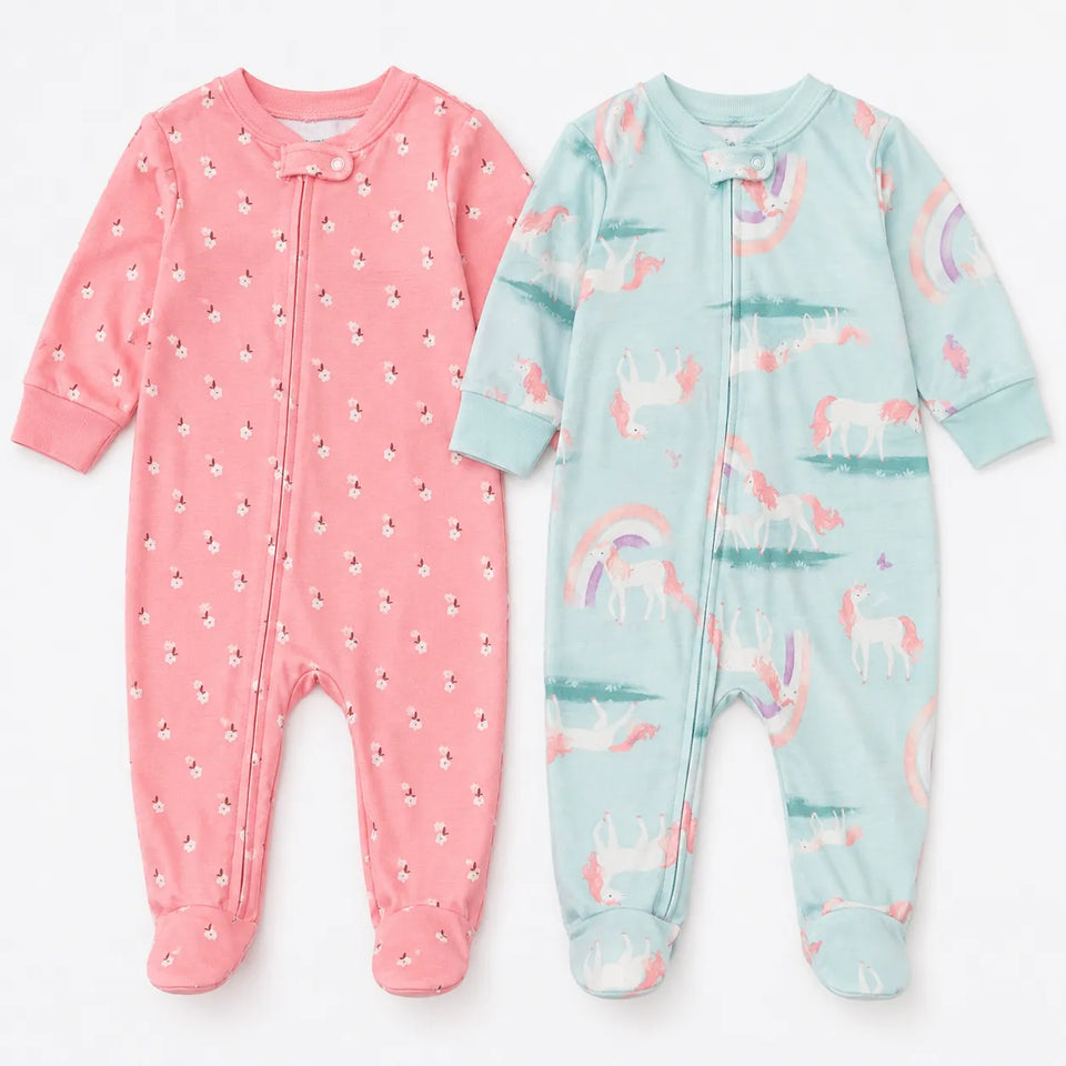Carter's Just One You Baby Girl's Multicolor Long Sleeve 2pk Rainbow Footed Overall | Carter's Just One You In Lebanon