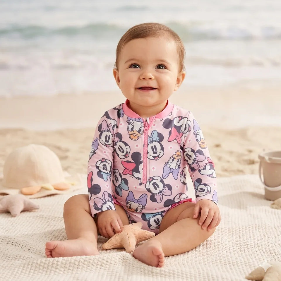 Disney Baby Girl's Multicolor Minnie & Daisy Long Sleeve One Piece Rash GuardSwimsuit | Disneyin Lebanon