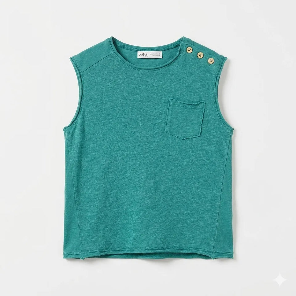 Zara Baby Girl's Teal Sleeveless Blouse | Zara In Lebanon