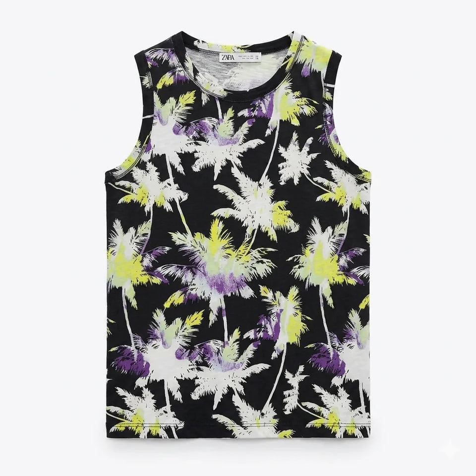 Zara Boy's Multicolor All Over Printed Tank Top | Zara In Lebanon
