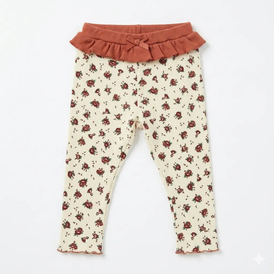 Zara Baby Girl's Dusty Rose & Cream Floral Leggings | Zara In Lebanon