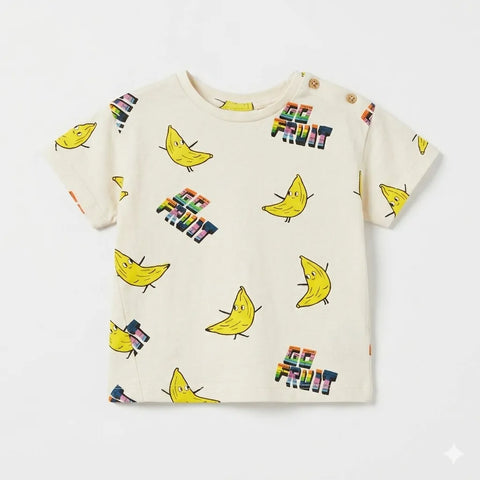 Zara Baby Boy's Off White "Go Fruit" Banana Graphic T-Shirt | Zara In Lebanon