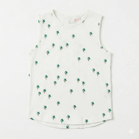 Zara Boy's White All Over Palm Tree Print Tank Top | Zara In Lebanon