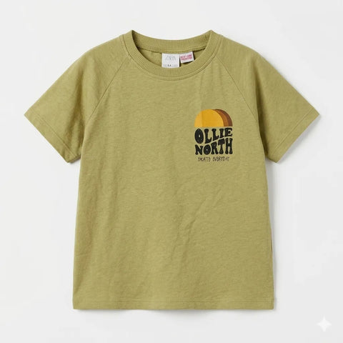 Zara Boy's Green "Ollie North Skate Everyday" T-Shirt | Zara In Lebanon