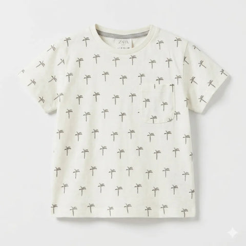 Zara Baby Boy's White All Over Palm Tree Print T-Shirt | Zara In Lebanon