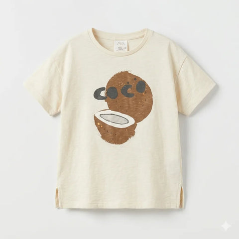 Zara Baby Boy's Beige "Coco" Graphic Print T-Shirt | Zara In Lebanon