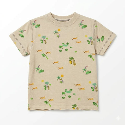 Zara Baby Boy's Beige Jungle All Over Print T-Shirt | Zara In Lebanon