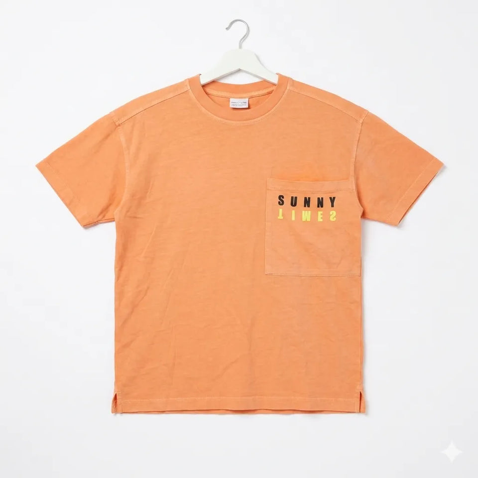 Zara Boy's Orange "Sunny" Chest Pocket T-Shirt | Zara In Lebanon