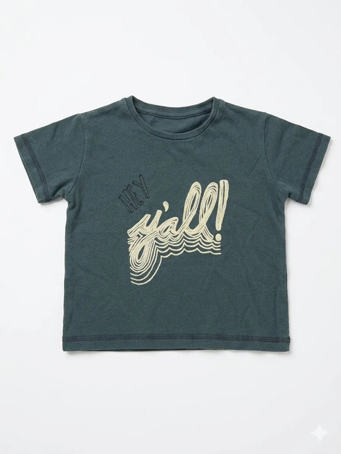Zara Baby Boy's Dark Grey "Hey Y'all" Embroidery T-Shirt | Zara In Lebanon