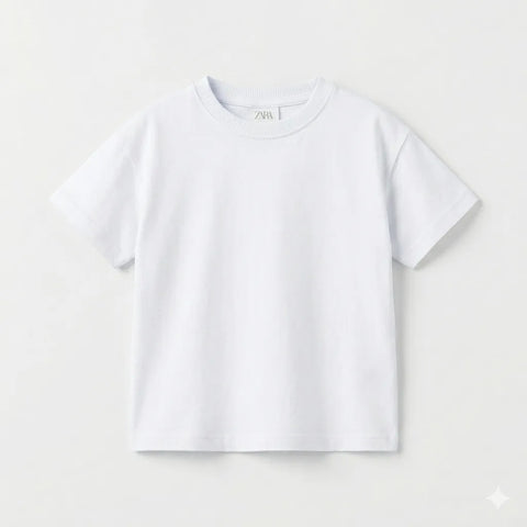Zara Girl's White Solid Cotton T-Shirt | Zara In Lebanon