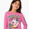 Zara Girl's Pink With Anime-Style Character  Printed  Long Sleeve Blouse    |Zara In Lebanon
